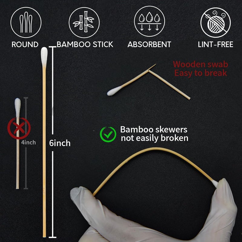 PINGMIC Gun Cleaning Supplies - Gun Cleaning Patches and Long Cotton Swabs Set, 6" Cotton Swabs, Lint Free Cloth Fit Most Caliber Firearms - Image 3